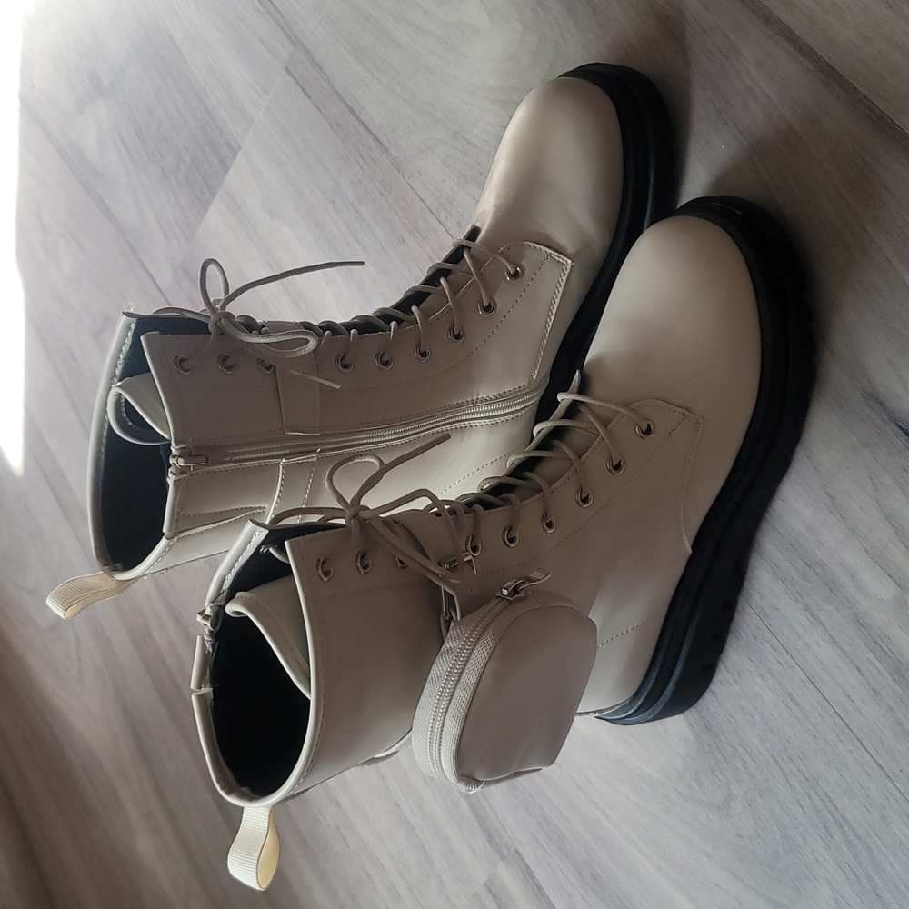 Truffle collection combat boots with functional mini bag detail